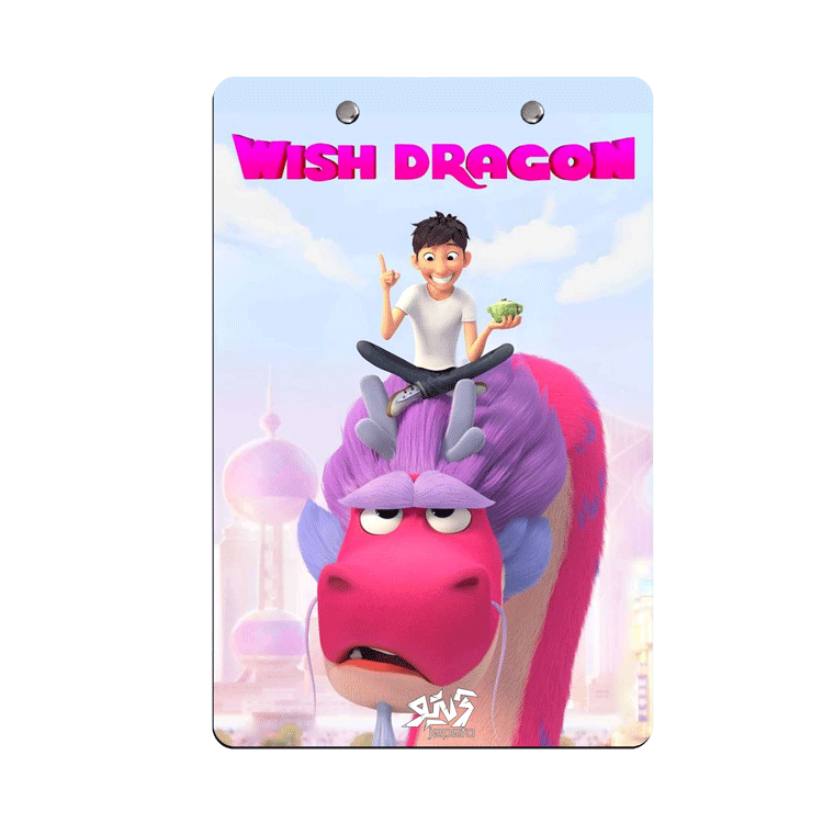 تخته شاسی چوبی A4 مدل اژدهای آرزوها wish dragon دارای گیره فنری با کیفیت ساخته شده از ام دی اف مرغوب سه میل چاپ مستقیم روی چوب، صد در صد ضد آب و ضد خش تخته شاسی چوبی A4 مدل اژدهای آرزوها