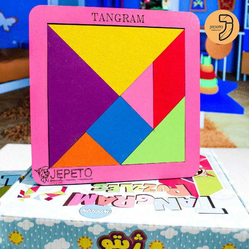 بازی فکری تانگرام tangram کیفیت بالا تقویت خلاقیت و هوش سه بعدی ساخت بی نهایت تصویر با یک بازی بازی فکری تانگرام